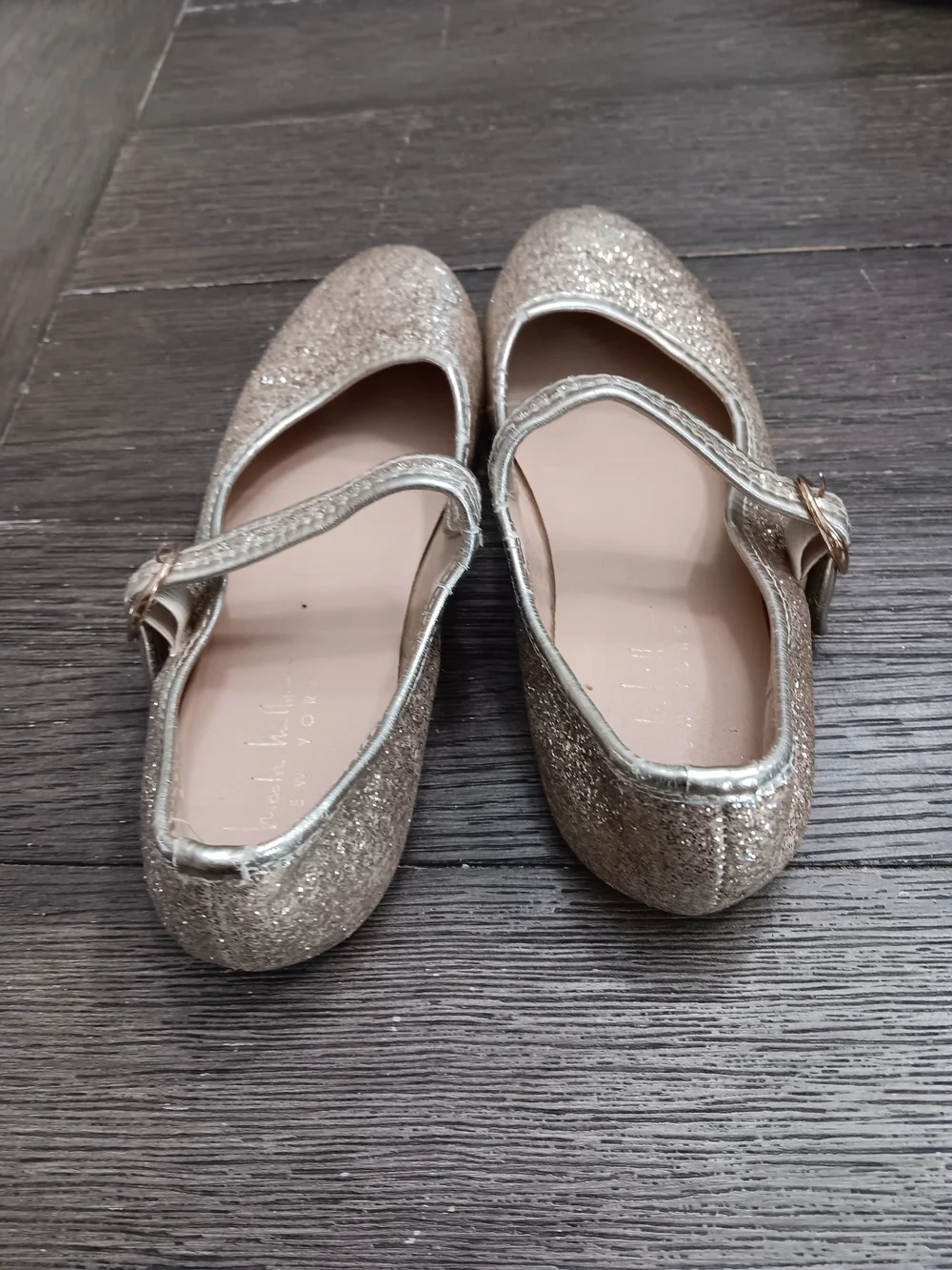 Girls Size 1, Gold Glitter Mary Jane Flats